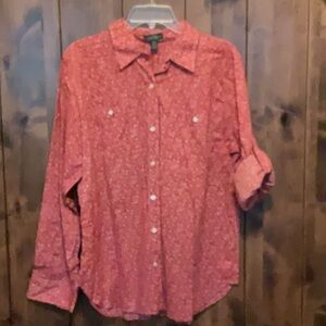 Lauren Ralph Lauren Red Button Down Shirt